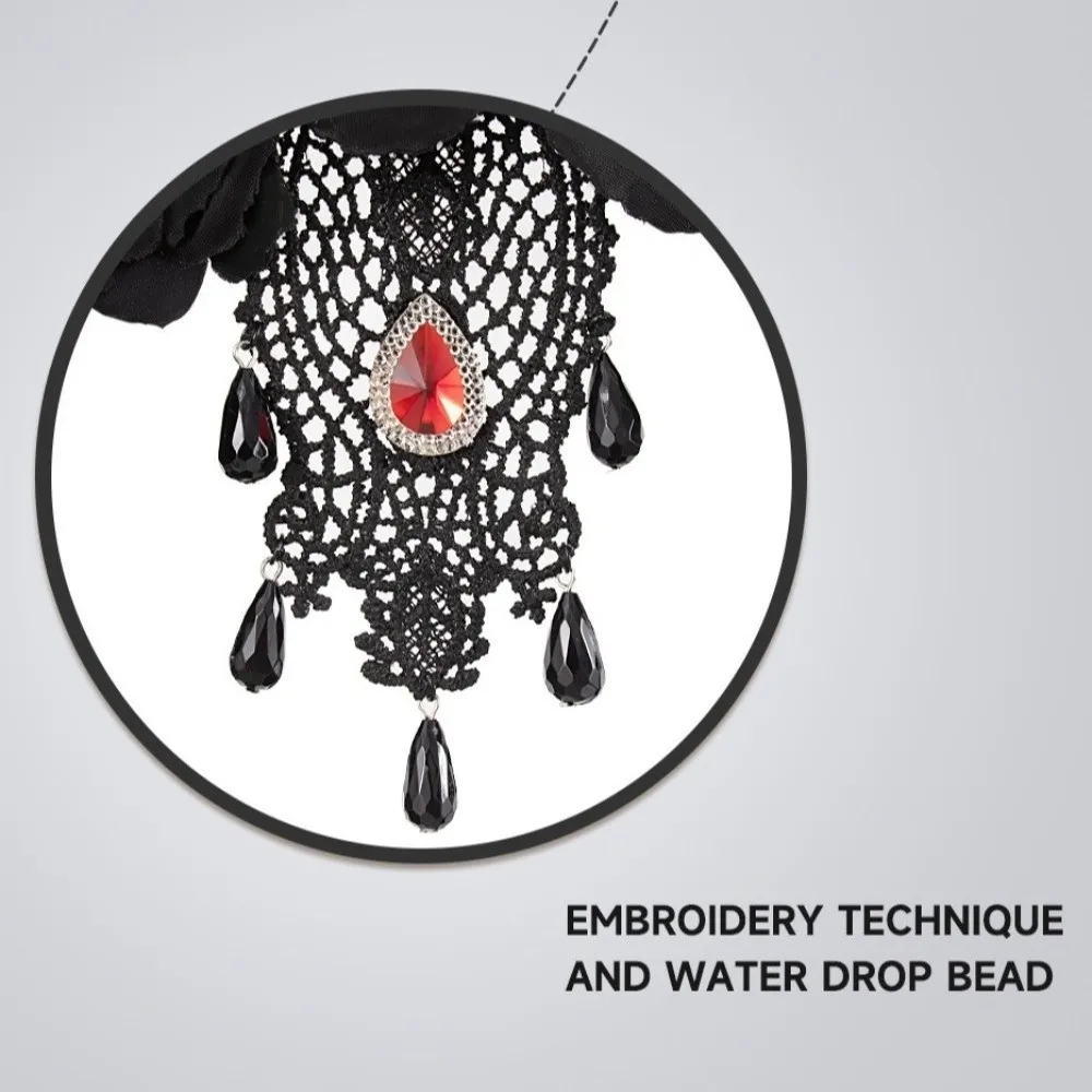 Hoofdtooi Mesh Halloween Hoofdband Strass Gotische Sluier Hoofdband Zwarte Roos Bruid Haarband Halloween Decor