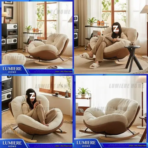 Creamy Style Living Room Rocking Chair for Adults Balcony Home Lounge Lazy Sofa Single Premium Relaxation Seat Popular Design