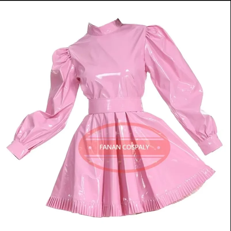 

New Fashion Adult Giant Baby Pink PVC Dress Sissy Role Playing Maid Dress Custom Lockable Multi Color