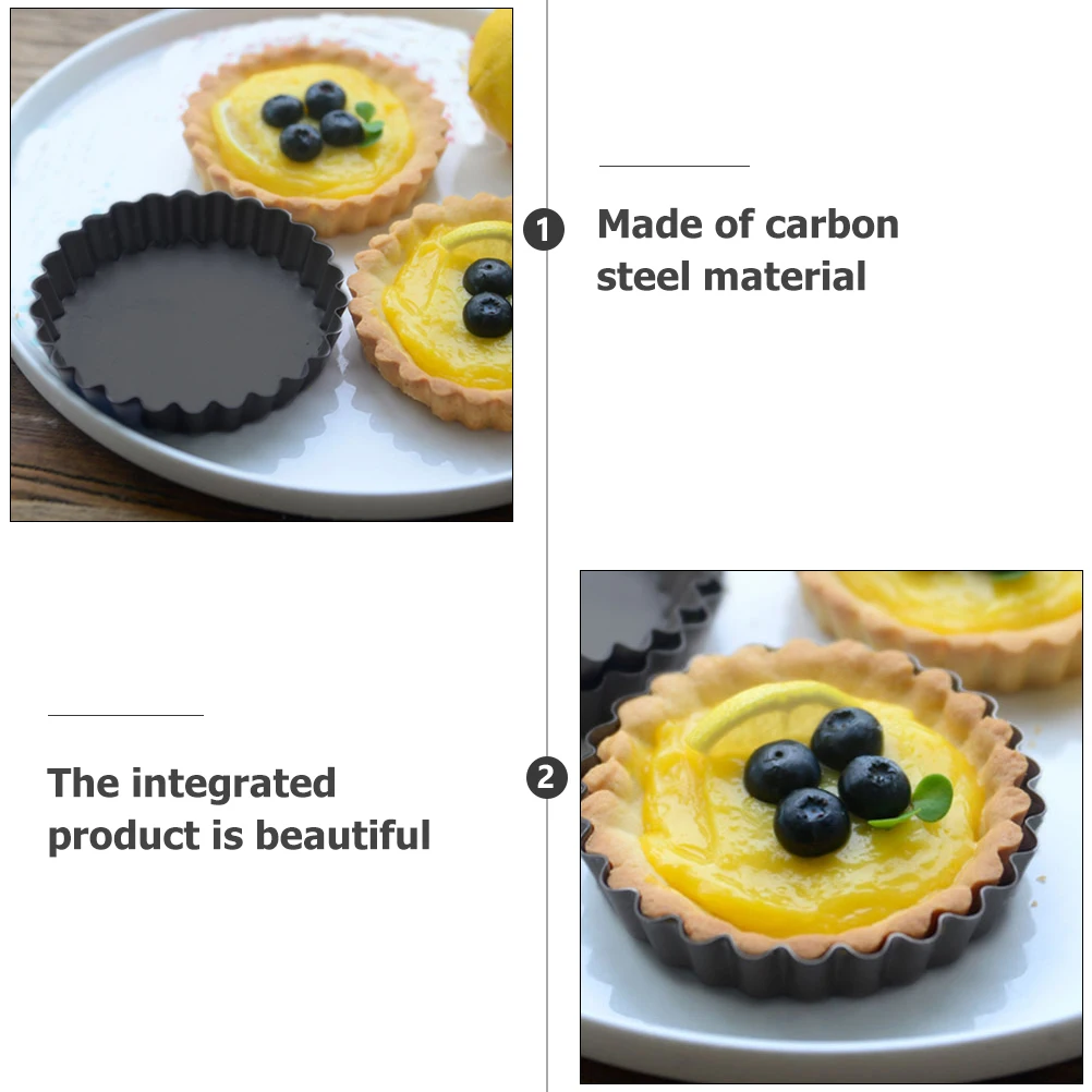 

4 Pcs Non Stick Egg Tart Molds Carbon Steel Baking Trays Pie Molds Home Bakery Dessert Tools Transfer Easy