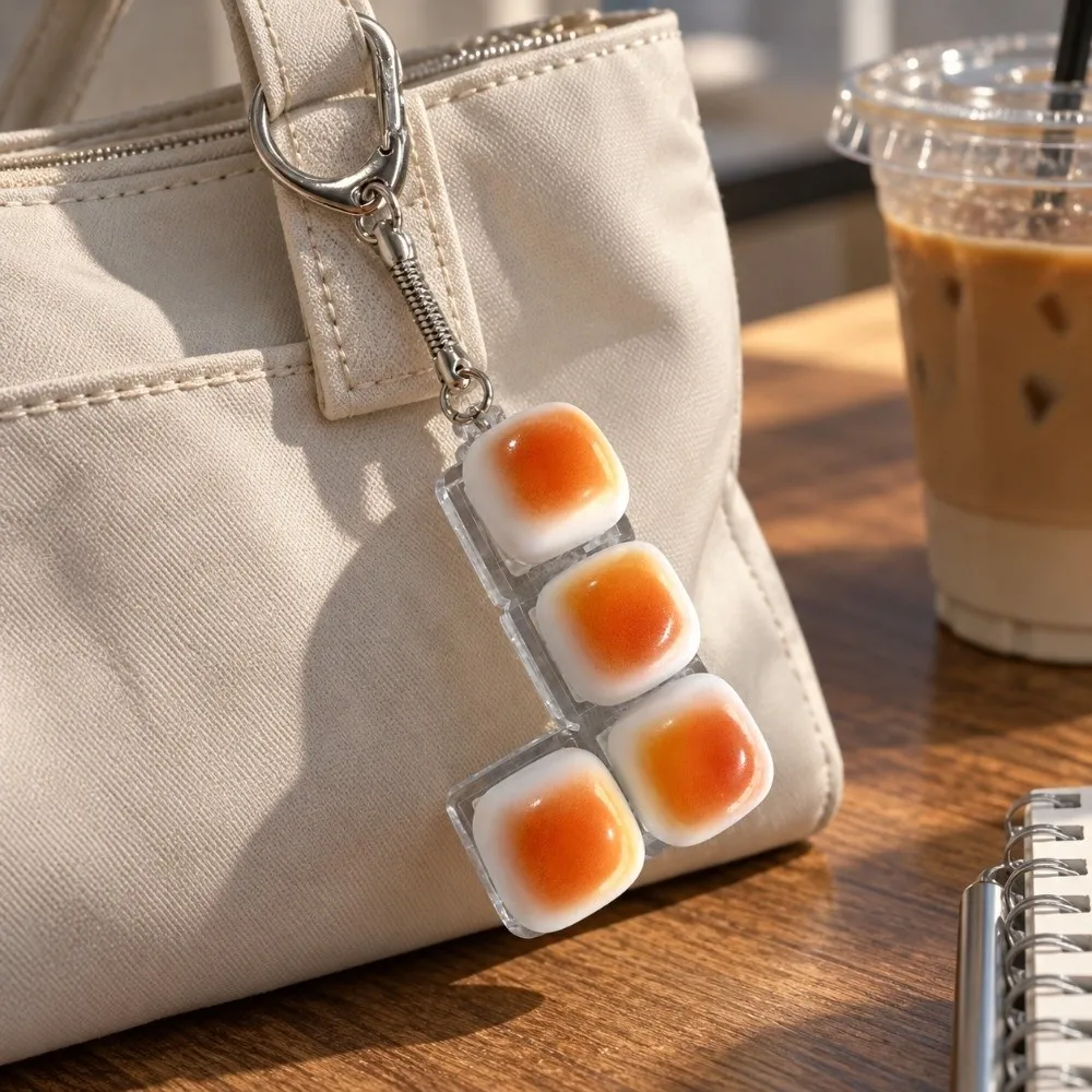 Creative Clicker Keychain Portable Cute Fidget Keyring Fingertip Decompress Bread Keycap Keyboard Button Bag Accessories