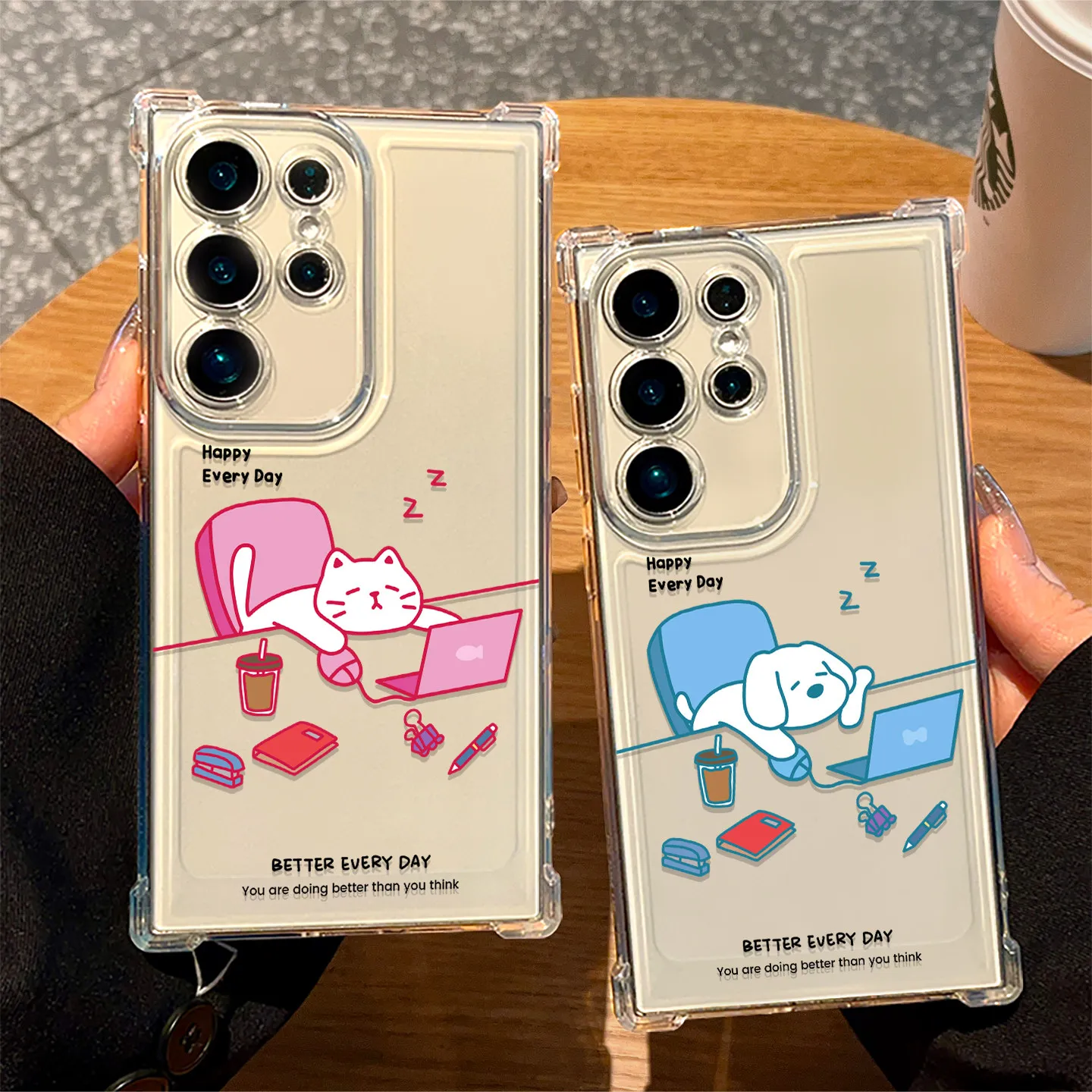 Protector Phone Case For Samsung Galaxy A57 S26 S24 Plus S25 S23 Ultra A55 A56 A36 A37 A17 A27 A06 Working Cat Dog Slim Cover