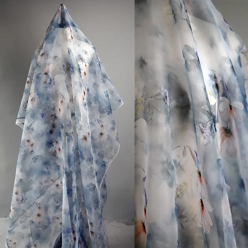 

Eugene gauze fabric mesh plant and flower handcrafted clothing garment printed jacquard