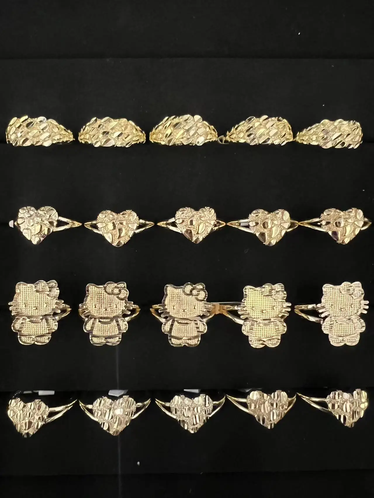 Anillos de pepita rellenos de oro de 14 quilates con corte de diamante