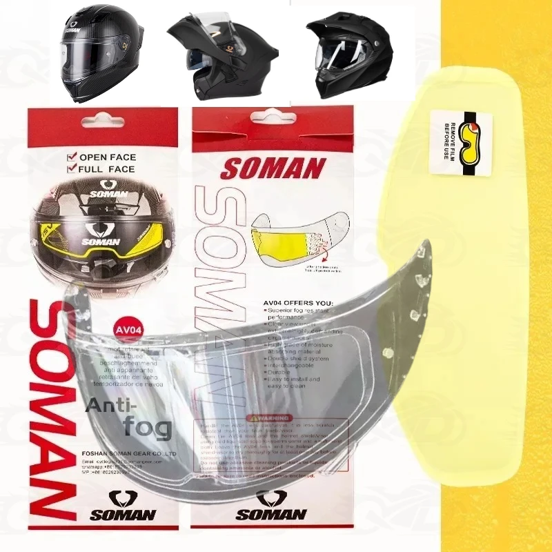 

SOMAN Motorcycle Electric Vehicle Helmet Anti Fog Film Full Helmet Lens Anti Fog Sticker Helmet Universal anti fog film