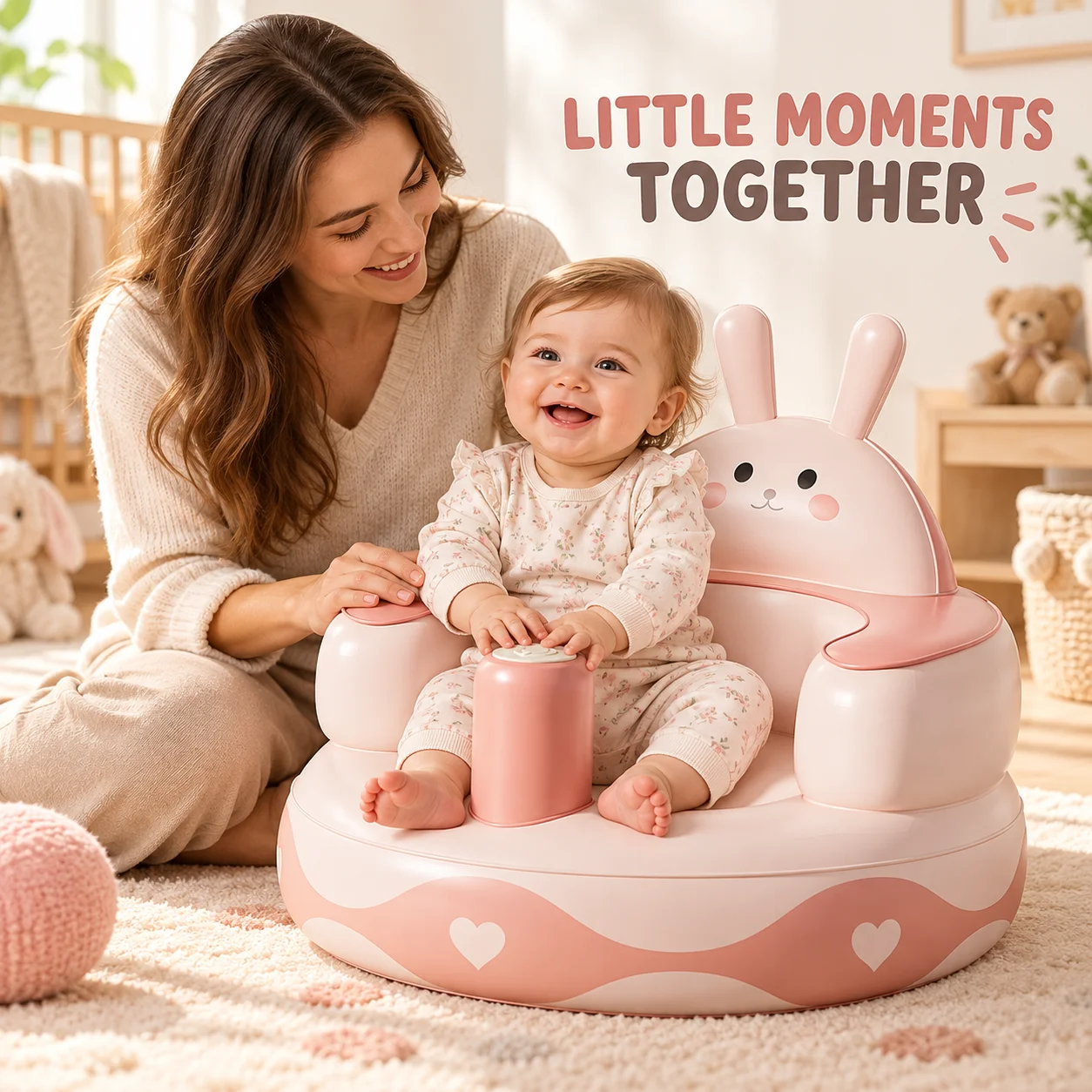 1PC Baby Inflatable Seat Infant Sofa Chair with Back Support Cute Animal Floor Seat for Sitting Up Indoor Baby Furniture