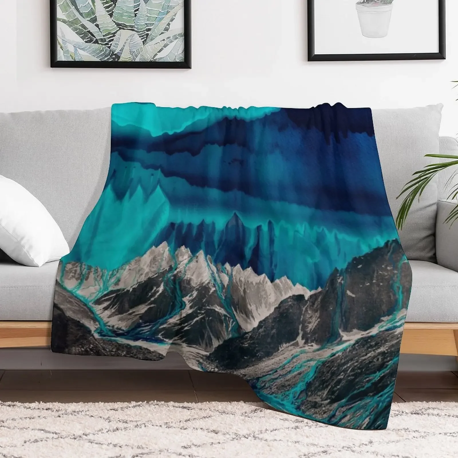 Skyfall, Melting Blue Mountain Clouds Throw Blanket Ultra Soft Flannel Fleece Blanket for All Seasons