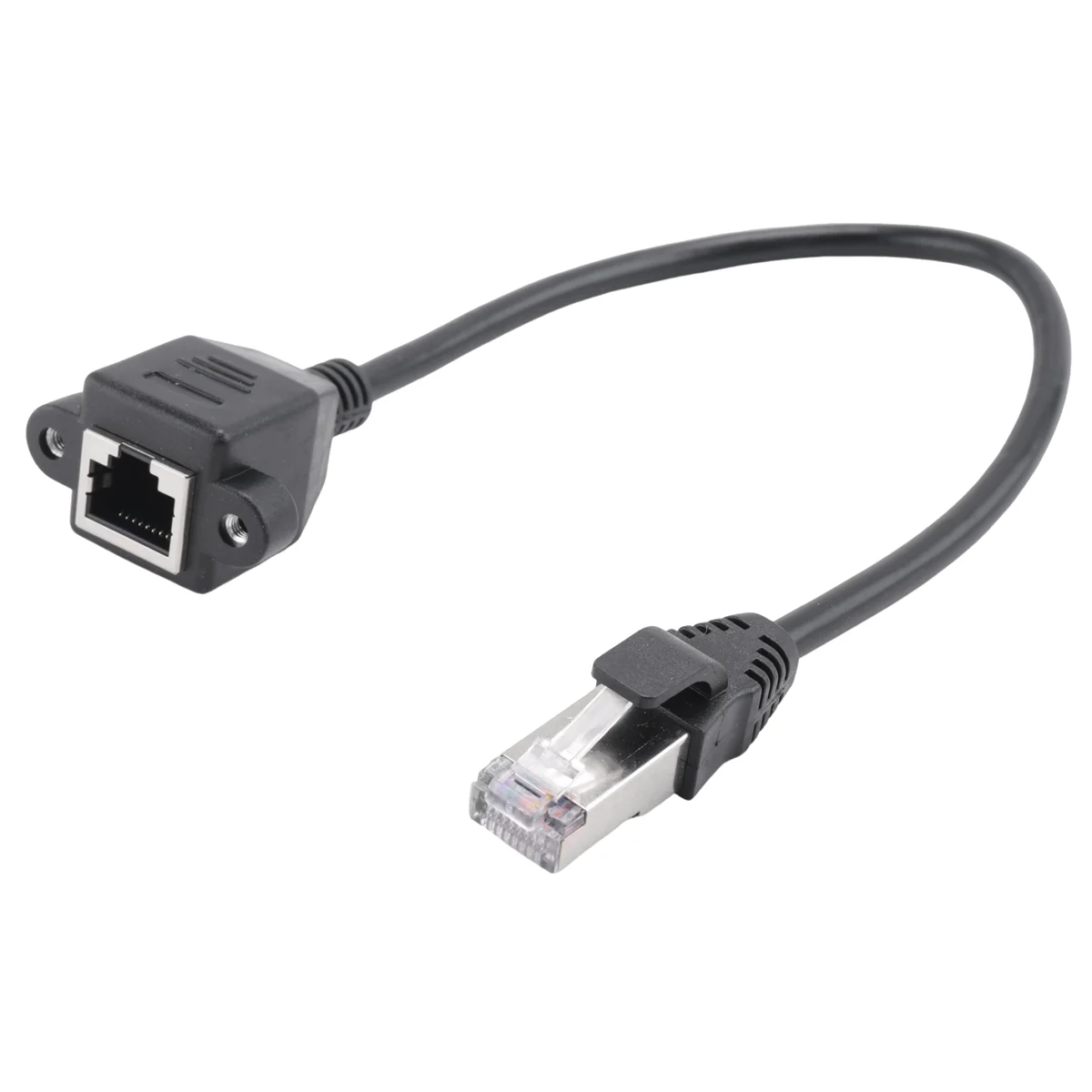 Cabo de extensão de rede LAN Ethernet de montagem em painel de parafuso macho para fêmea RJ45 de 1FT