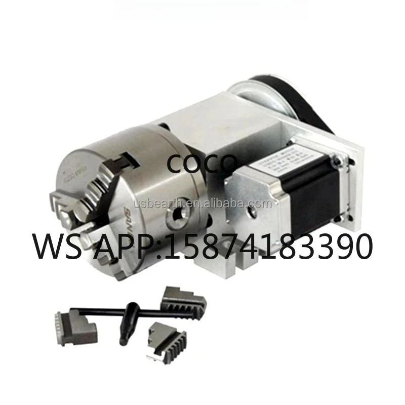 CNC Router A Axis Rotary Unit, 4th Axis Equipped with 50mm 3 Jaw Chuck for Milling Machine