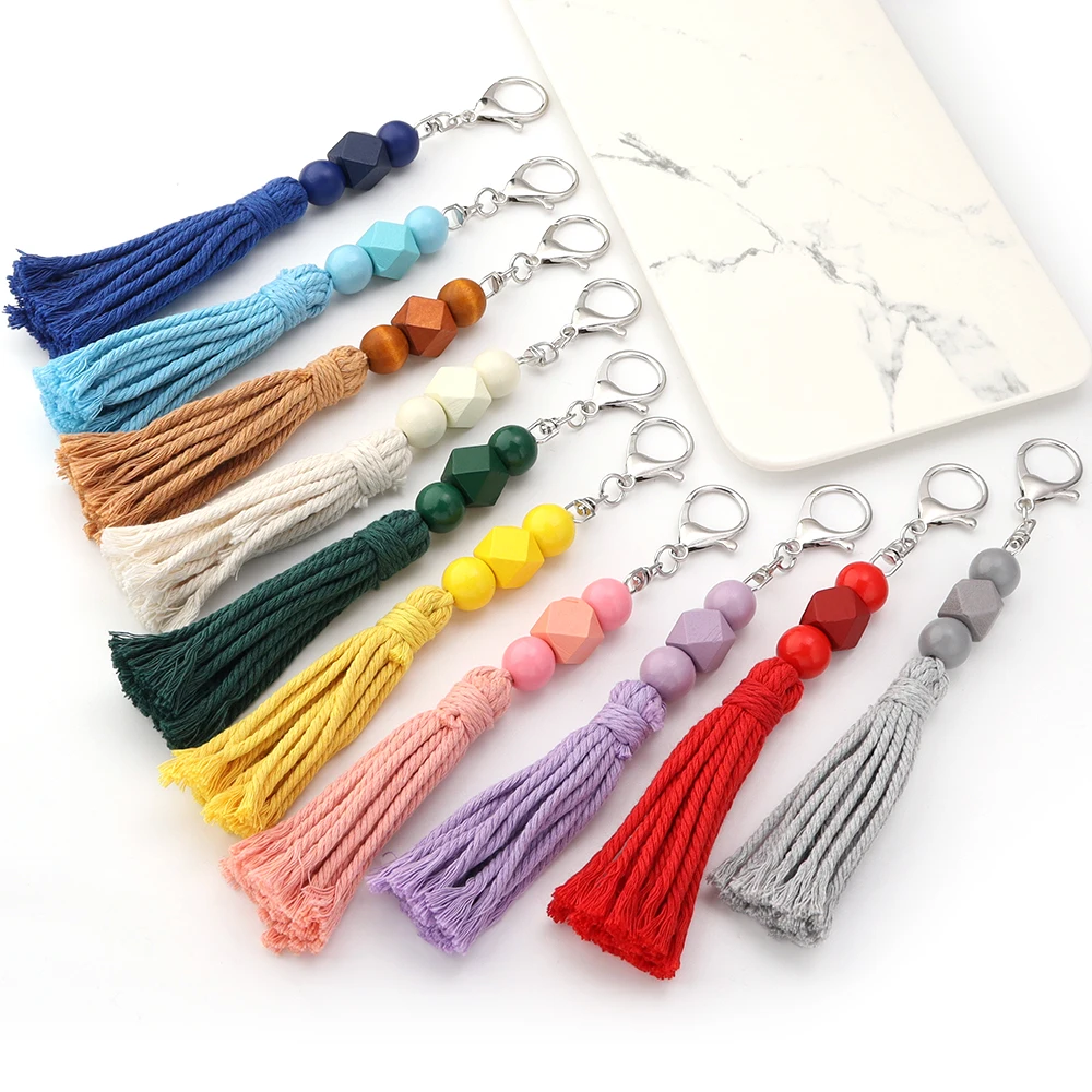 1pcs/bag Handwoven Beaded Tassel keychain Colorful Keychains Blanks Charms Earrings Decorations DIY Craft Jewelry Accessories