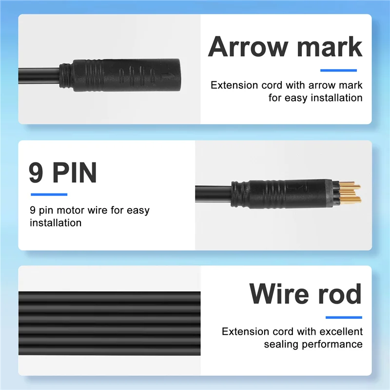 

AA67-E-Bike удлинительный кабель для двигателя, водонепроницаемый 9-контактный удлинительный кабель для двигателя 60 см, детали для переоборудования электрического велосипеда