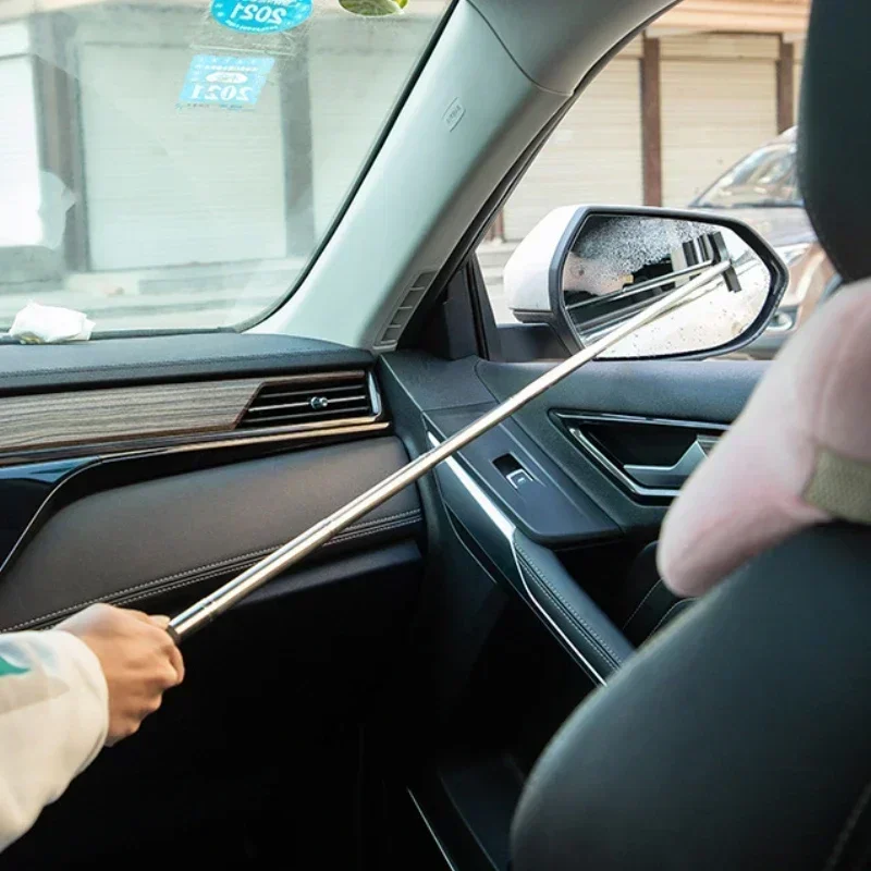 Telescopic Rearview Mirror Retractable Double-side Rod Window Cleaner Squeegee Wiper Brush Glass Cleaning Tool Car Accesories