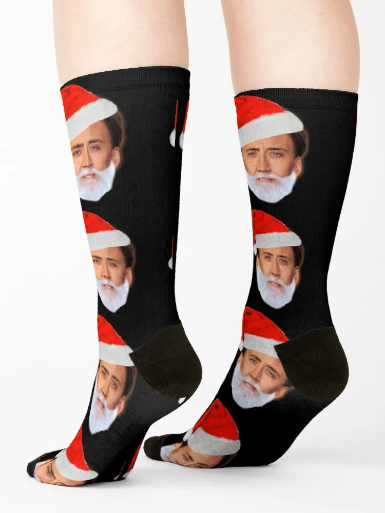 نيكولاس كيج كما سانتا - نيكولاس كيج - نيك كيج - جوارب نيك جوارب رياضية شتوية مخصصة على الموضة اليابانية للرجال والنساء #4