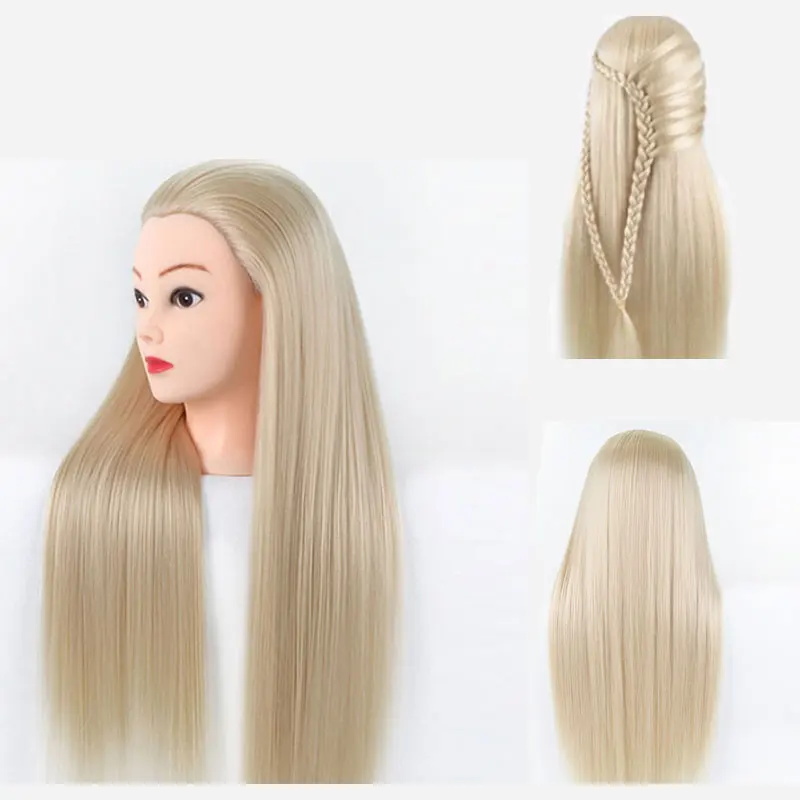 60 cm With Long 85% Real Hair Female Mannequin Training Head Styling Head Dummy Dolls Manikin Head For Hairdressers Hairstyles