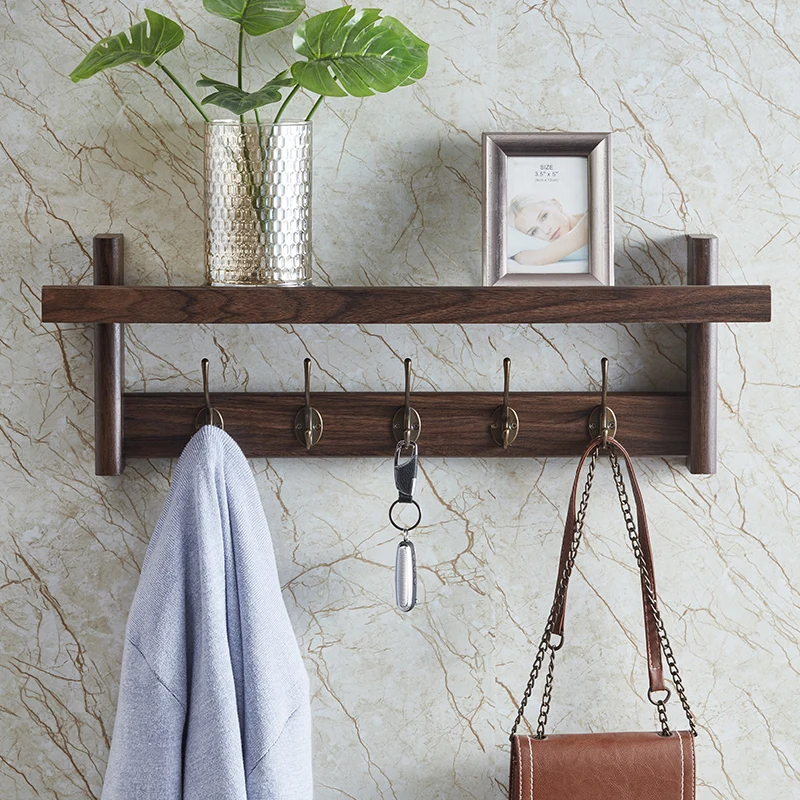 Modern Wall-Mounted Coat Rack Space-Saving Entryway Organizer with Shelves & Hooks Bedroom Closet Storage Solution