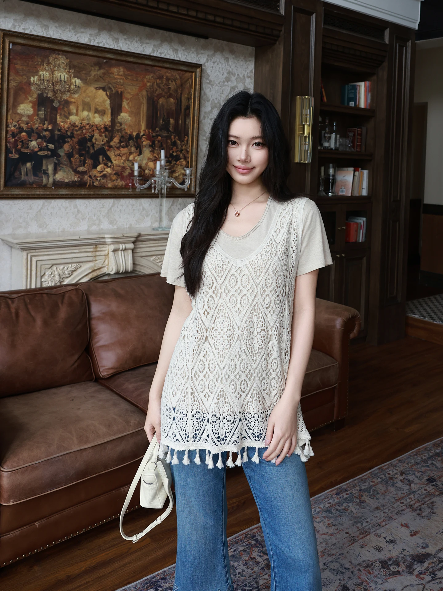 

Вязаная крючком футболка без рукавов с цветочным узором, дышащая, модная, из хлопка, женская, повседневный стиль, весна-лето