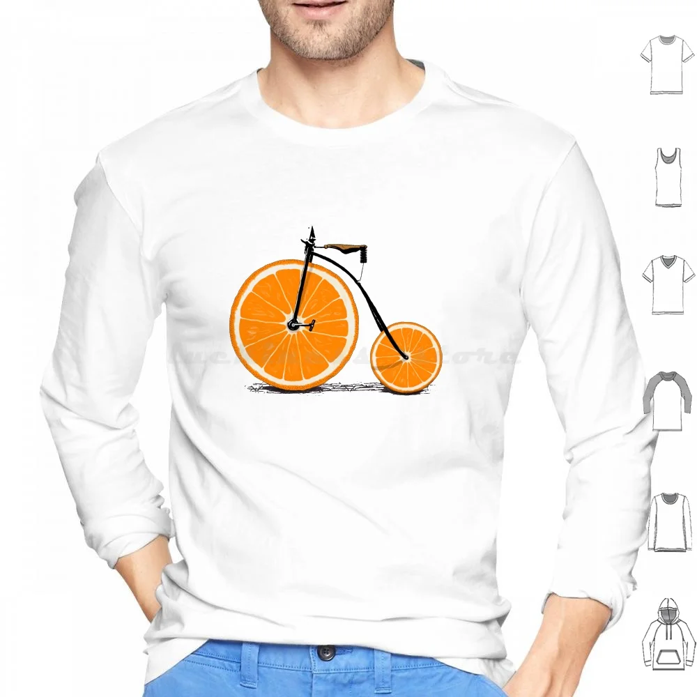 Vitamin Hoodies Long Sleeve Graphic Design Food Vintage Bike Cycle Penny Farthing Wheels Bicycle Fruit Orange Penny