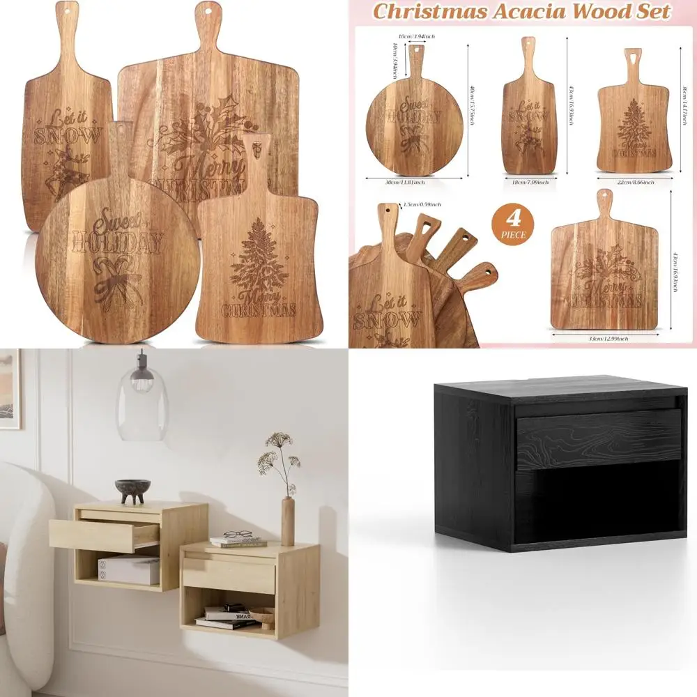 

Набор рождественских деревянных разделочных досок — 4-х предметные доски для сладостей из акации для праздничной сервировки и оптовой лазерной гравировки