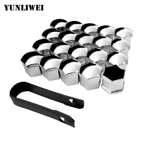 20Pcs Universal Anti-Rust 17 19 mm Chrome Glossy ABS Auto Trim Tyre Wheel Nut Screw Bolt Protection Covers Cap Car Accessories