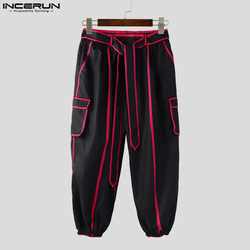 INCERUN Summer Spring Long Pants Men Fashion Patchwork Harem Pants Loose Long Trouser Streetwear Bottoms Oversize Men's Clothing - Image 5