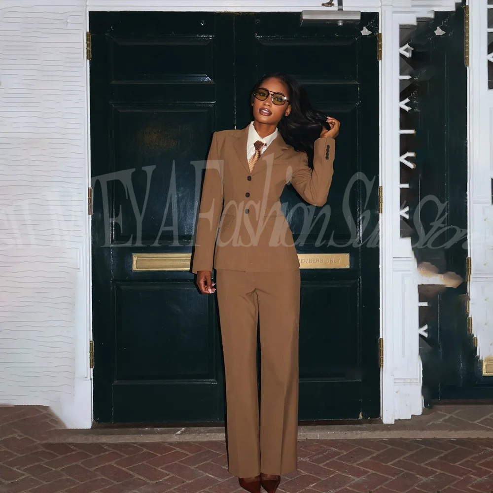 

Elegant Female Suit Single Breasted Peak Lapel 2 Pieces Jacket Pants Slim Fit Daily Office Lady High Quality Chic Outfits