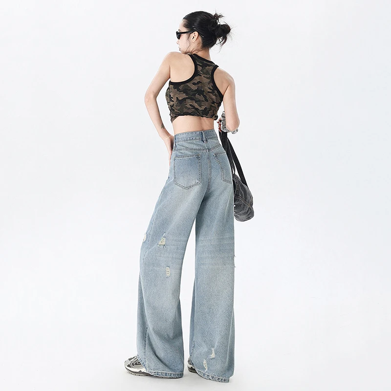 

Удобные широкие брюки, женская одежда, модные джинсовые шорты, тонкие женские брюки в японском стиле 2000-х годов, новый тренд