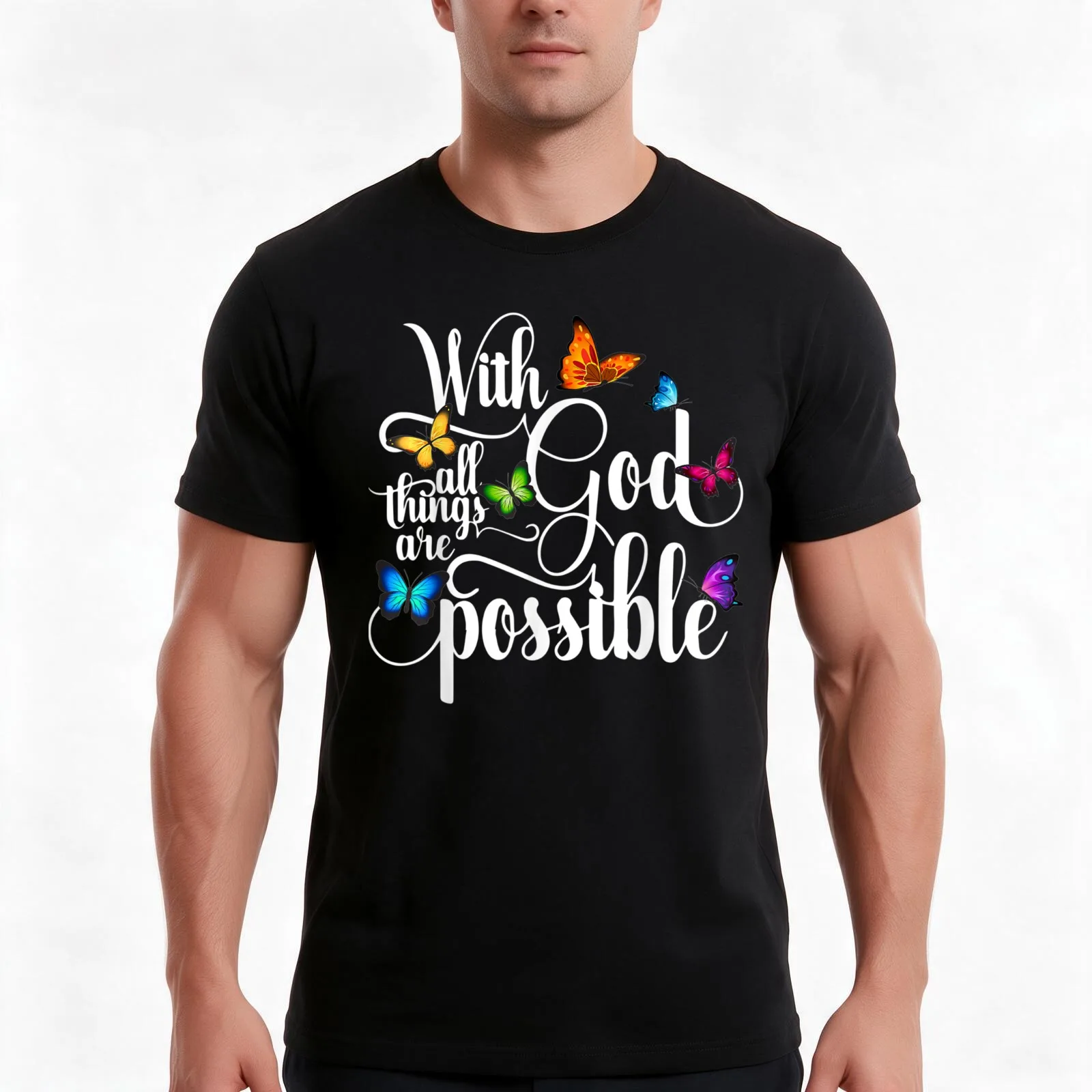 With God All Things Are Possible Gift T-Shirt Summer Casual Cotton Tee Oversized Streetwear Tops Vintage Graphic Print