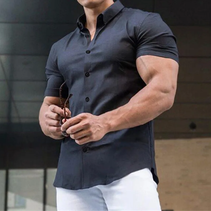 Men's business shirt Non-ironing professional work summer anti-wrinkle white shirt men's short-sleeved shirt