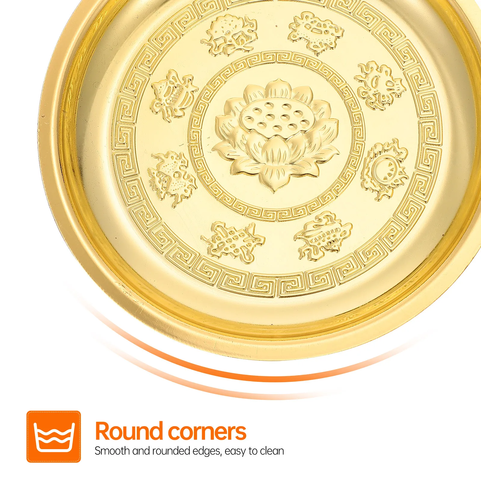 Zinc Alloy Fruit Tray Retro Temple Dish for Religious Ceremonies, Kitchen Storage, Multi-Purpose Serving Tray