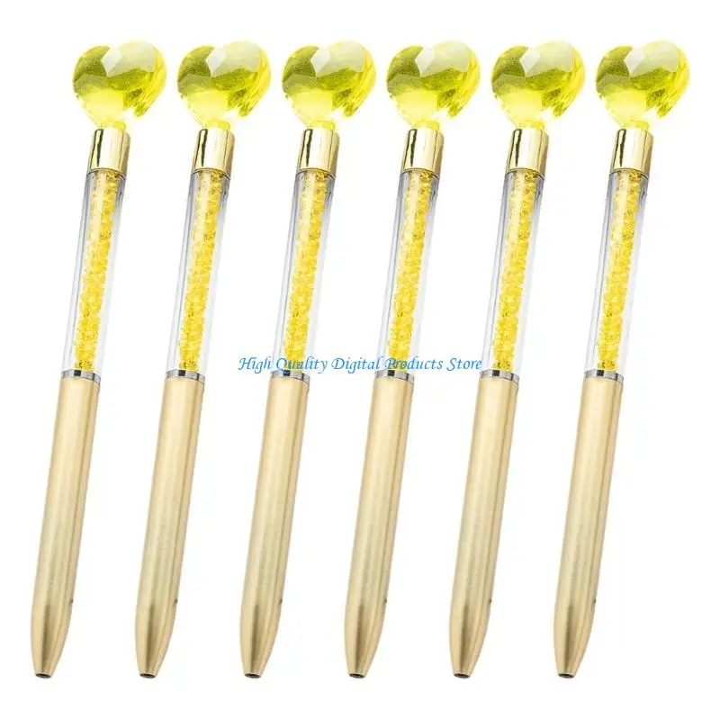 

U2JE 6x 1.0mm Ballpoint Pen Smooth Writing Pen Heart Shaped Ballpoint Pen Decorative Pen Oil Pen for Office School Classroom
