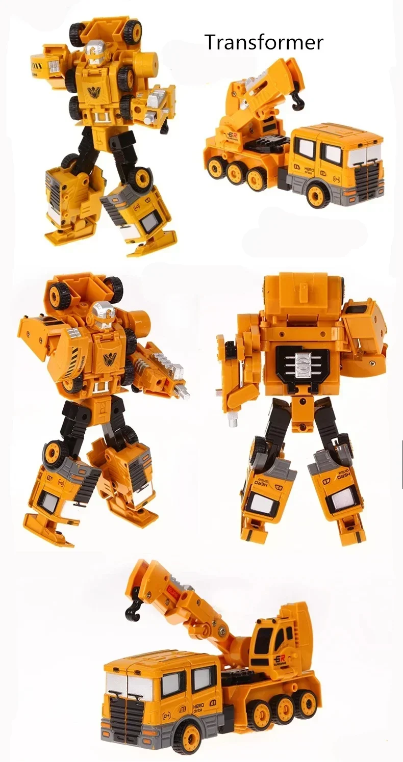 [Funny] 5 in 1 Genuine Engineering Vehicle Hercules boy Deformation Transformation Truck Robots Toy Alloy car transformer robot