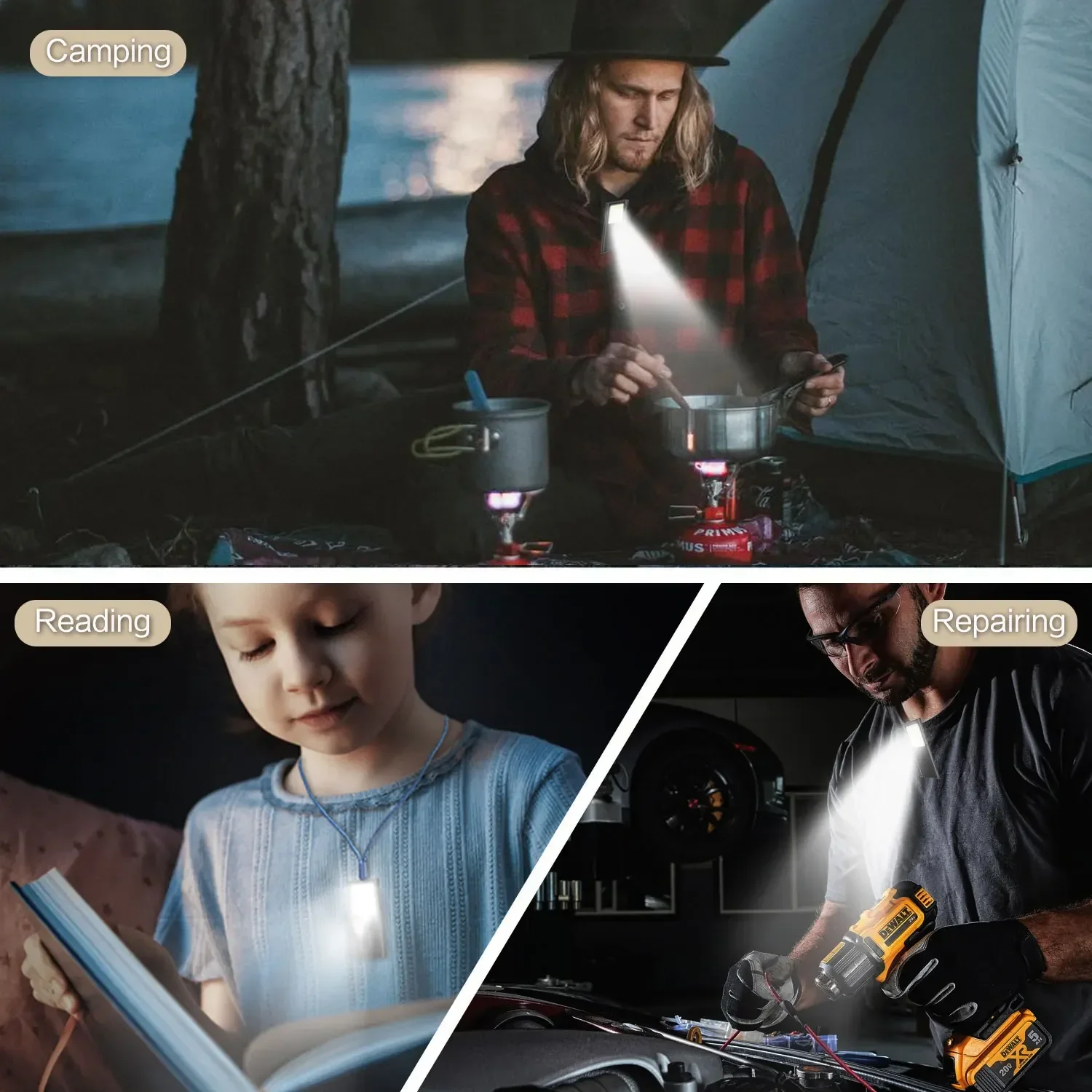 Powerful LED Flashlight USB Rechargeable LED Lights Night Running Safety Lights Pocket Torch Emergency Light Hands Free