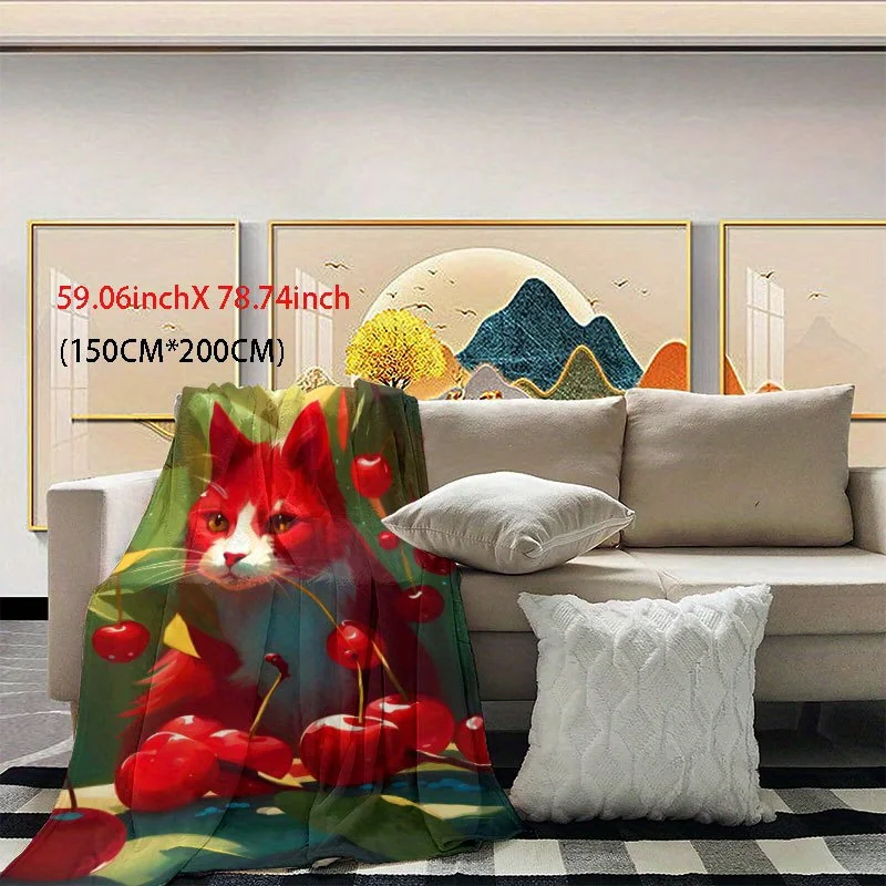 1pc suitable for all seasons soft warm blanket pattern printed flannel blanket multifunctional gift blanket sofa camping trip of