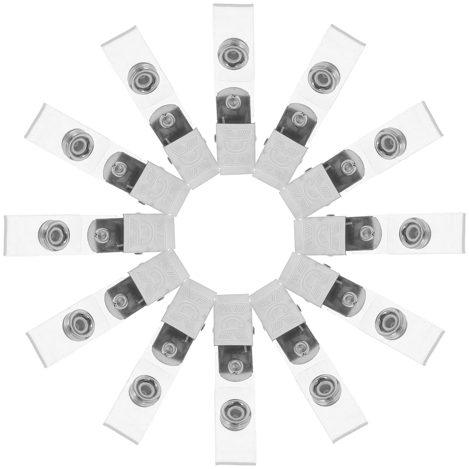 

40Pcs Metal Badge Clips Transparent Strap Double Hole Clips for Id Cards Name Tags Office Work Cards Metal Badge Holder