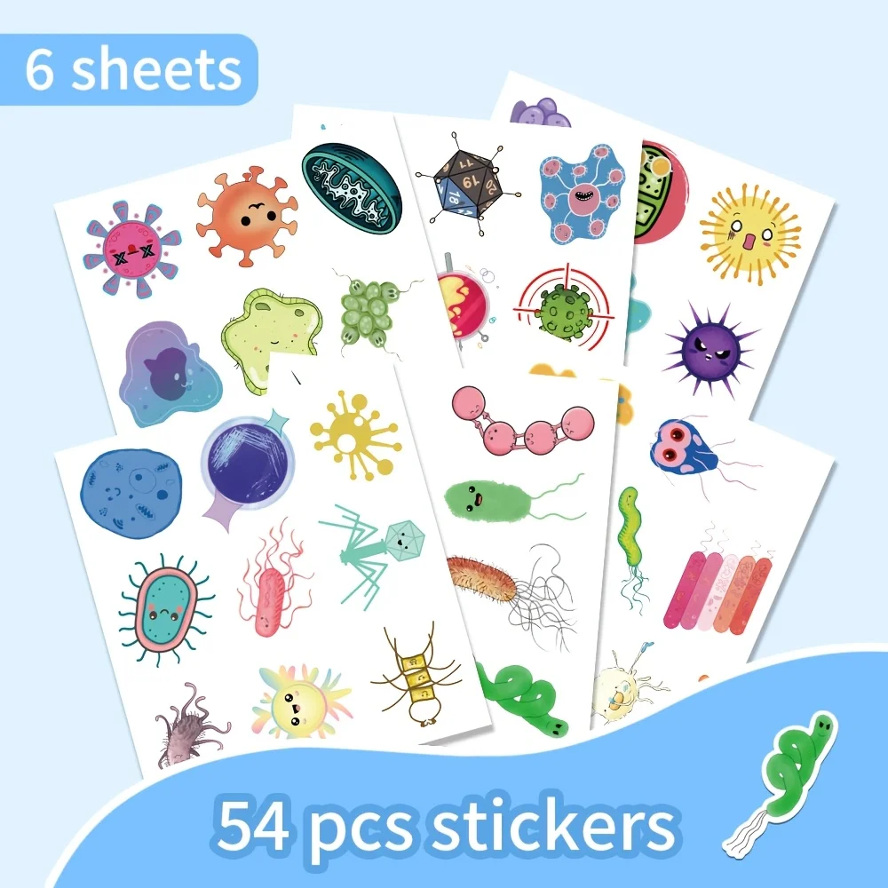 54 pieces of microbial stickers - irregular and unique-shaped stickers for creative graffiti and personalized decoration of the