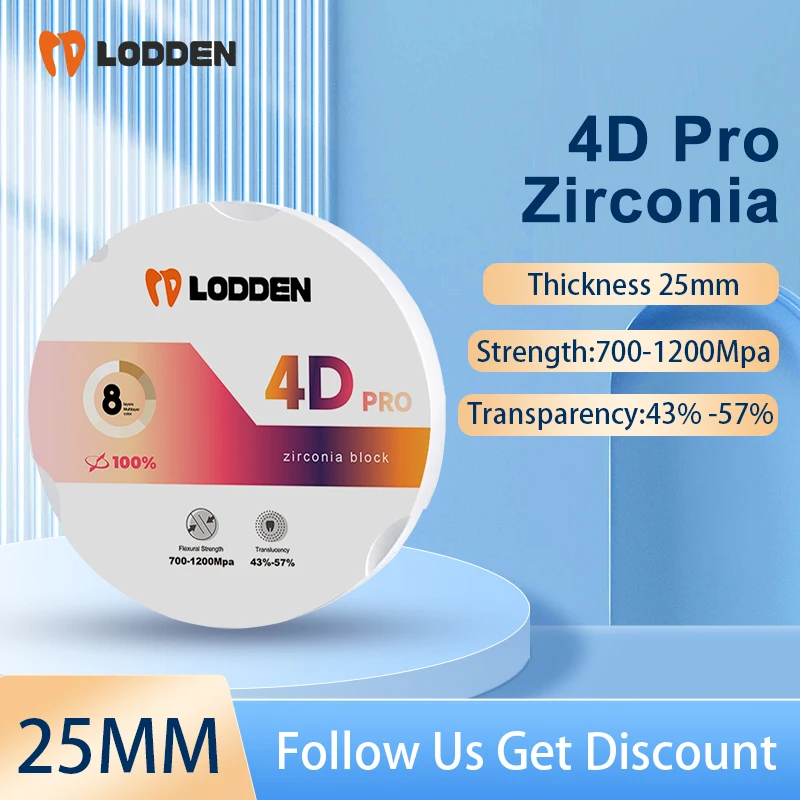 25Mm 4d Pro Tandheelkundige Zirkonia Blok Multilayer Zirconia Schijf Tandheelkundig Lab Materiaal Vita 16 Kleuren Voor Cad Cam 98Mm Open Systeem