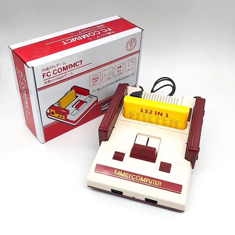 TY-35 Mini AV TV 8Bit ريترو لعبة فيديو وحدة التحكم بنيت 132 في 1 بطاقة الألعاب مع لوحة ألعاب مزدوجة لمشغل ألعاب محمول FC/NES