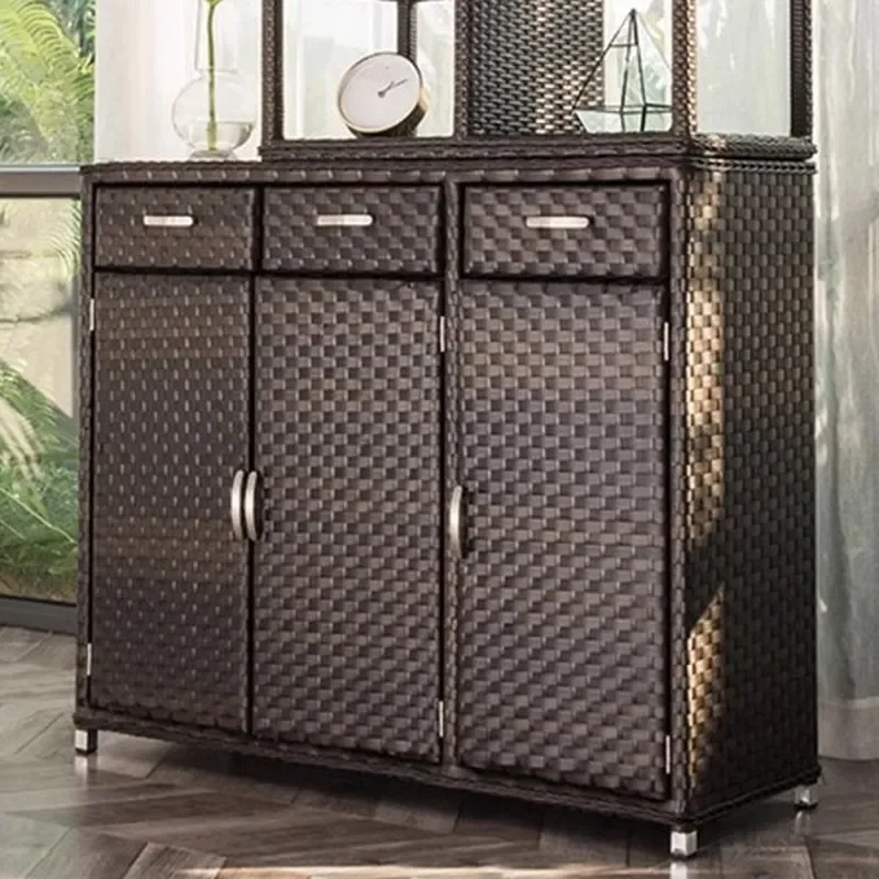 Outdoor Rattan Shoe Cabinet Waterproof Sunscreen Storage Drawer Multi Layer Courtyard Balcony Household Organizer