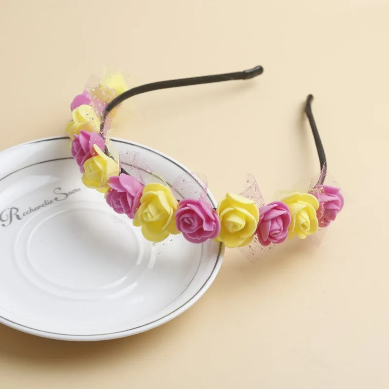 Bohemian Flower Wreath Headband 2024 Children Hair Accessories Sweet Flower Hair Bands Little Girl Cute Headband Kids Head Hoop