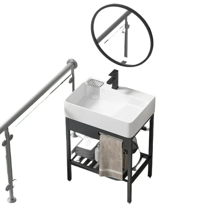 Bathroom stainless steel floor bracket laundry basin ceramic balcony small apartment wash basin