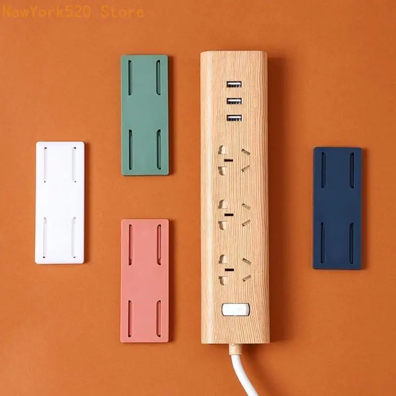Self-Adhesive Power Strip Holder Fixator Wall Mounted Plug-In Socket Fixer Bracket Stand Punch-Free Cable for N84C