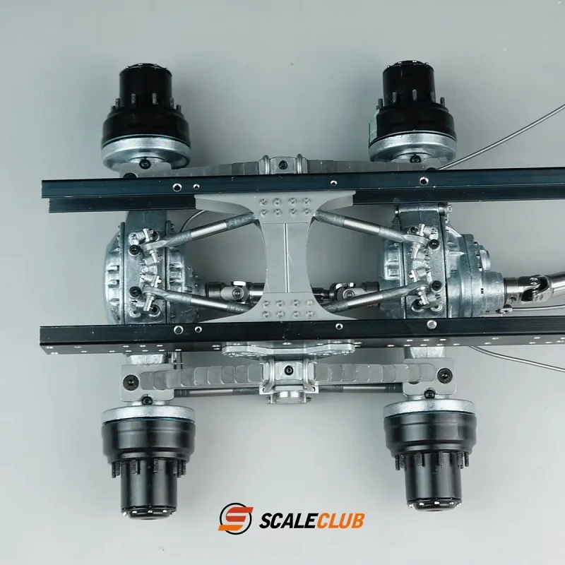 نموذج Scaleclub لشاحنة جرار Tamiya 1/14، معدن واقعي، تعليق خلفي بمحورين، تعليق Qiãoqiū