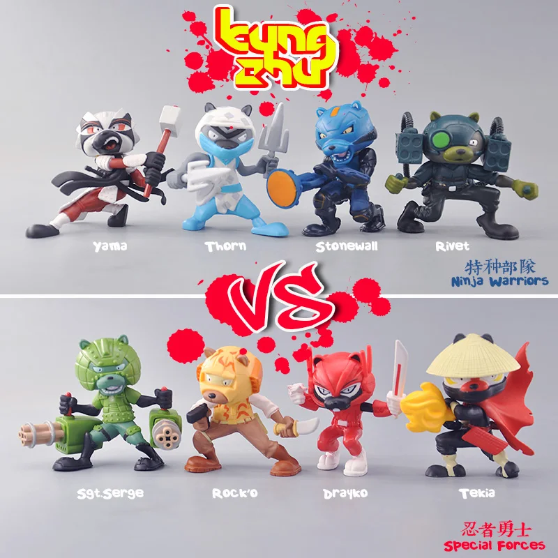 2pcs 6cm japanese cartoon kungzhu ninja warriors figure doll kids PVC collection stonewall rivet model toy