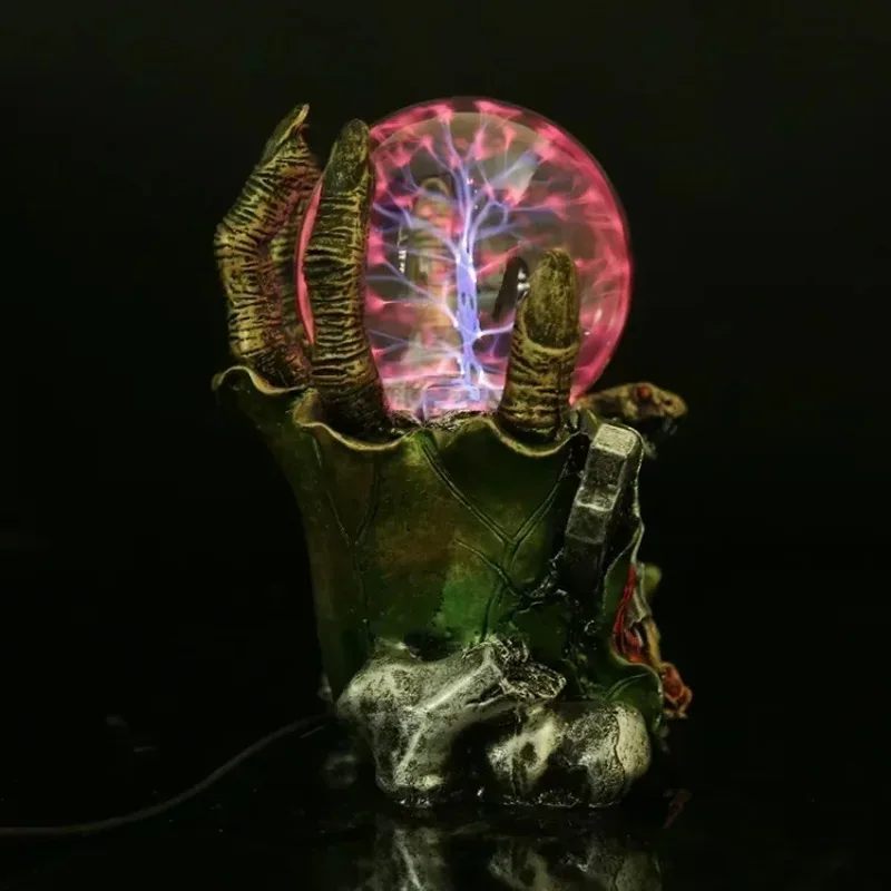 Ghost Devil Skeleton Hand Electrostatic Plasma Ball Sphere Lamp Night Light Art Halloween Escape room Home Decor Ornament Gift