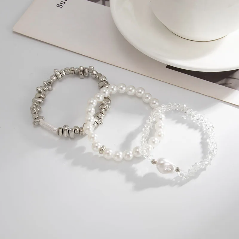 New Fashion Irregular CCB Beads Bracelets For Women Vintage Imitation Pearl Chain Bracelet Set Jewelry Party Gift - view 4