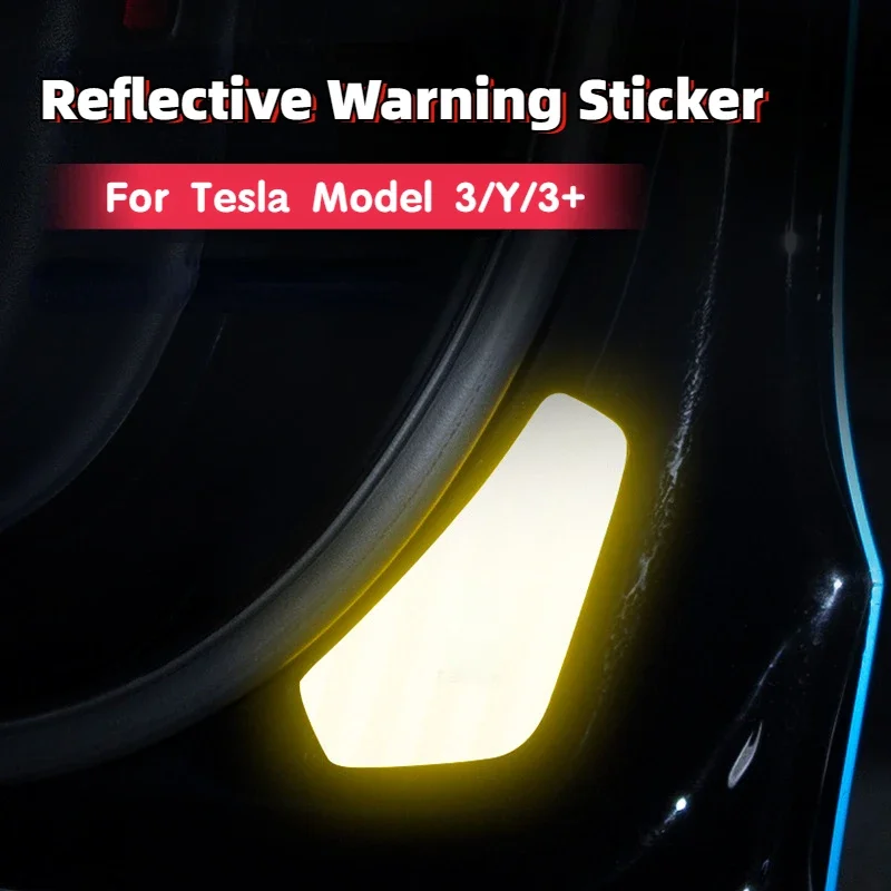 For Tesla Model 3/Y/3+ Highland 2024 Reflective Warning Sticker Car Door Stickers Bumper Strip Tips Car Decoration Accessories