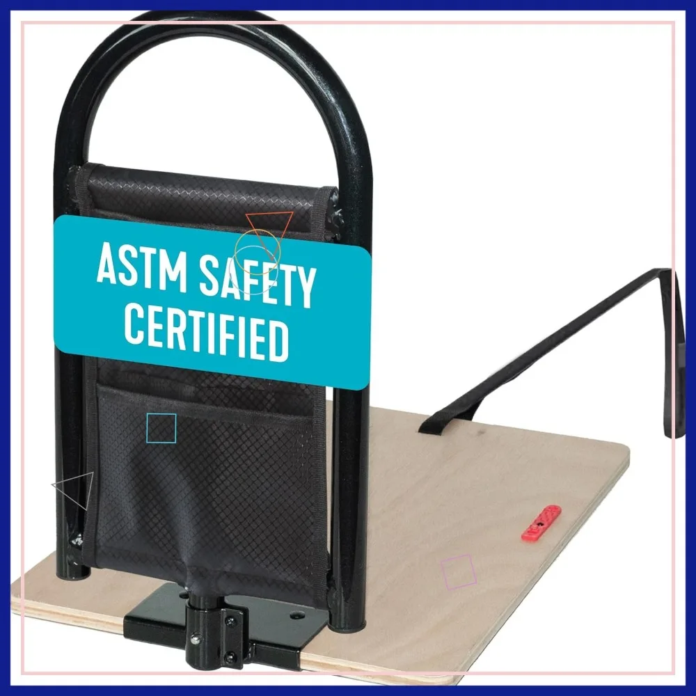 Adult Bed Rail and Support Handle, ASTM Safety Approved Bedside Assist with Storage Pouch for Elderly Mobility