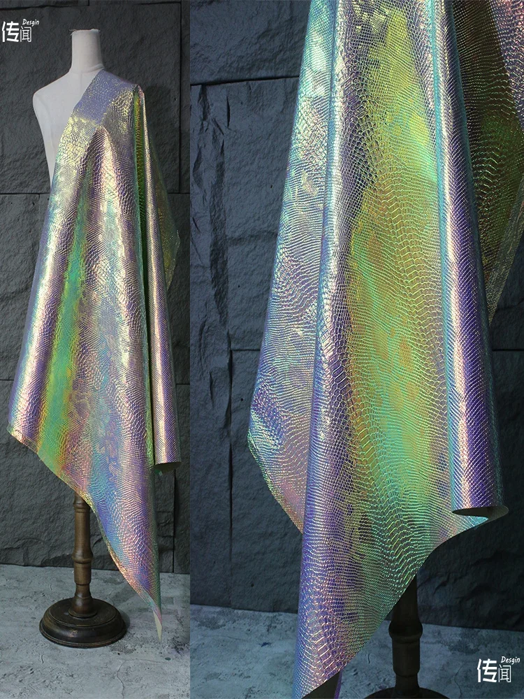 

Snake Patterned Leather Fabric for PU Composite Material Laser Cloth Shoe Background Cloth Diy Sewing Per Meter