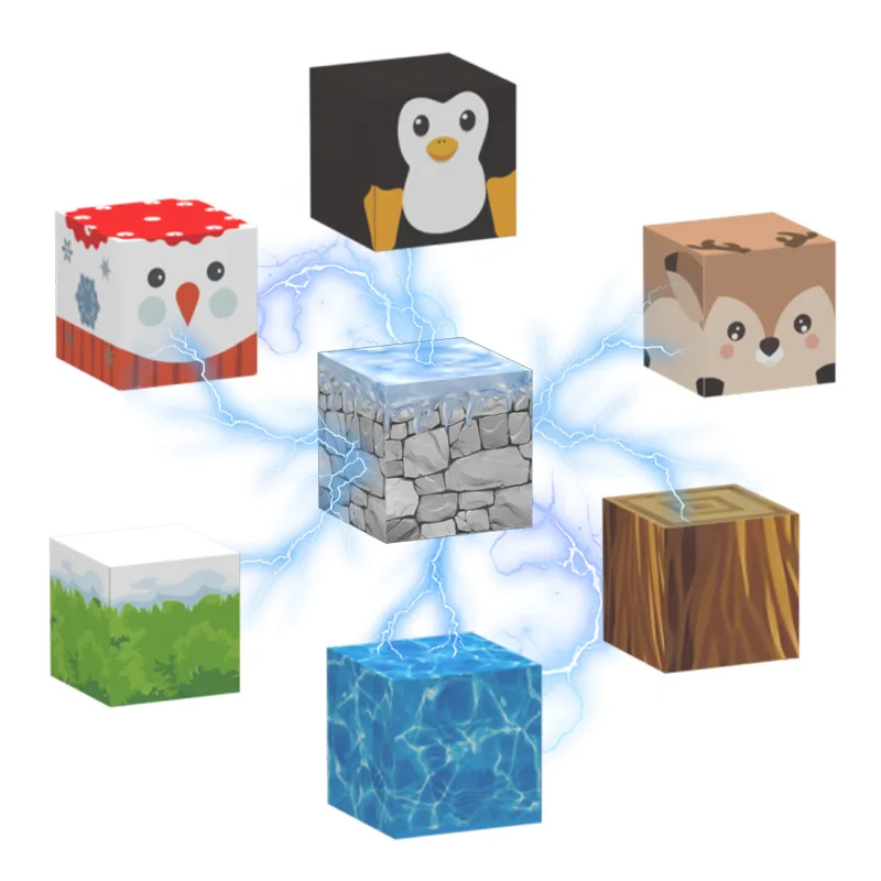 Ensemble de blocs de construction magnétiques My World, jouet éducatif pour enfants, Cube de 2cm avec LED, cadeau de noël, hiver