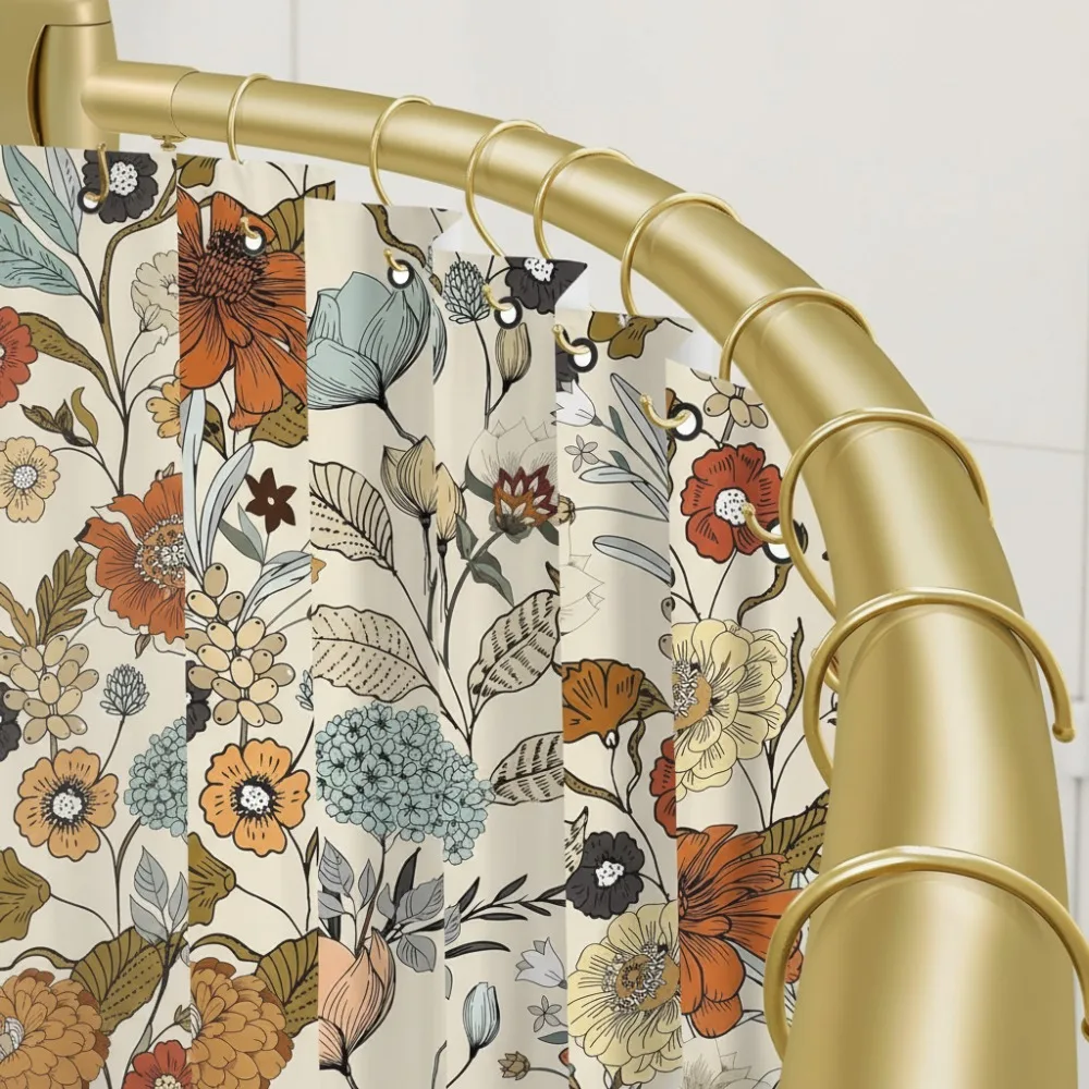 

Gold Curved Shower Rod 35-82In Adjustable Rustproof Bathroom Bathtub Extra Space Non-Slip Expandable